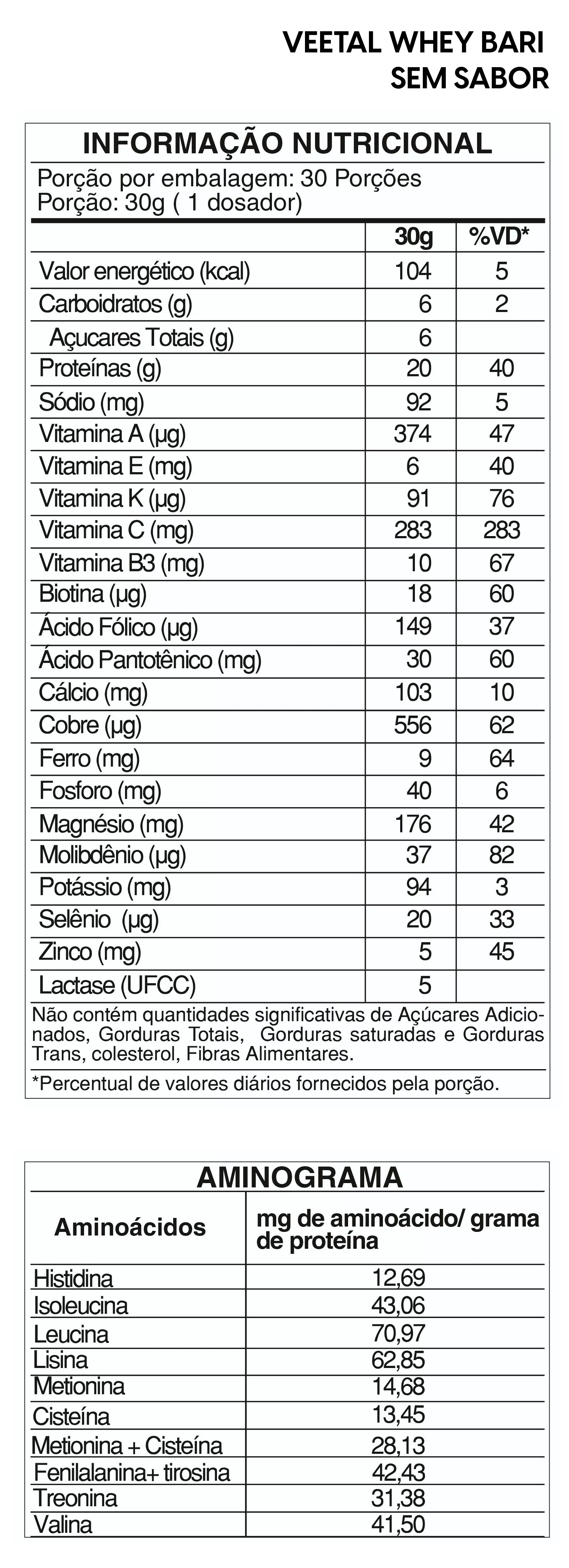 Veetal Whey Bari 900g - Sem Sabor